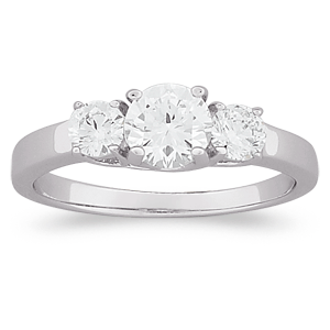 Sterling Silver 3-stone Round CZ Engagement Ring