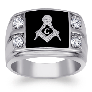 Men's Stainless Steel Masonic & CZ Ring