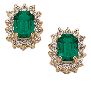 Emerald-Cut Faux Emerald Empress Earrings