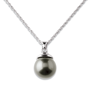 Sterling Silver Genuine Black Shell Pearl Necklace