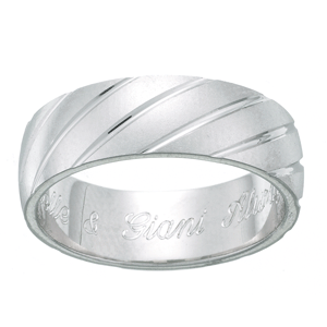 Sterling Silver Engraved Satin Bias-cut Message Band