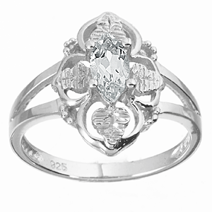 Sterling Silver Genuine White Topaz Marquise Ring