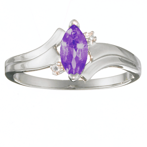 Sterling Silver Marquise Genuine Amethyst Ring