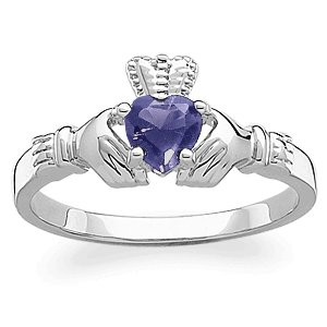 Sterling Silver September Birthstone Claddagh Ring