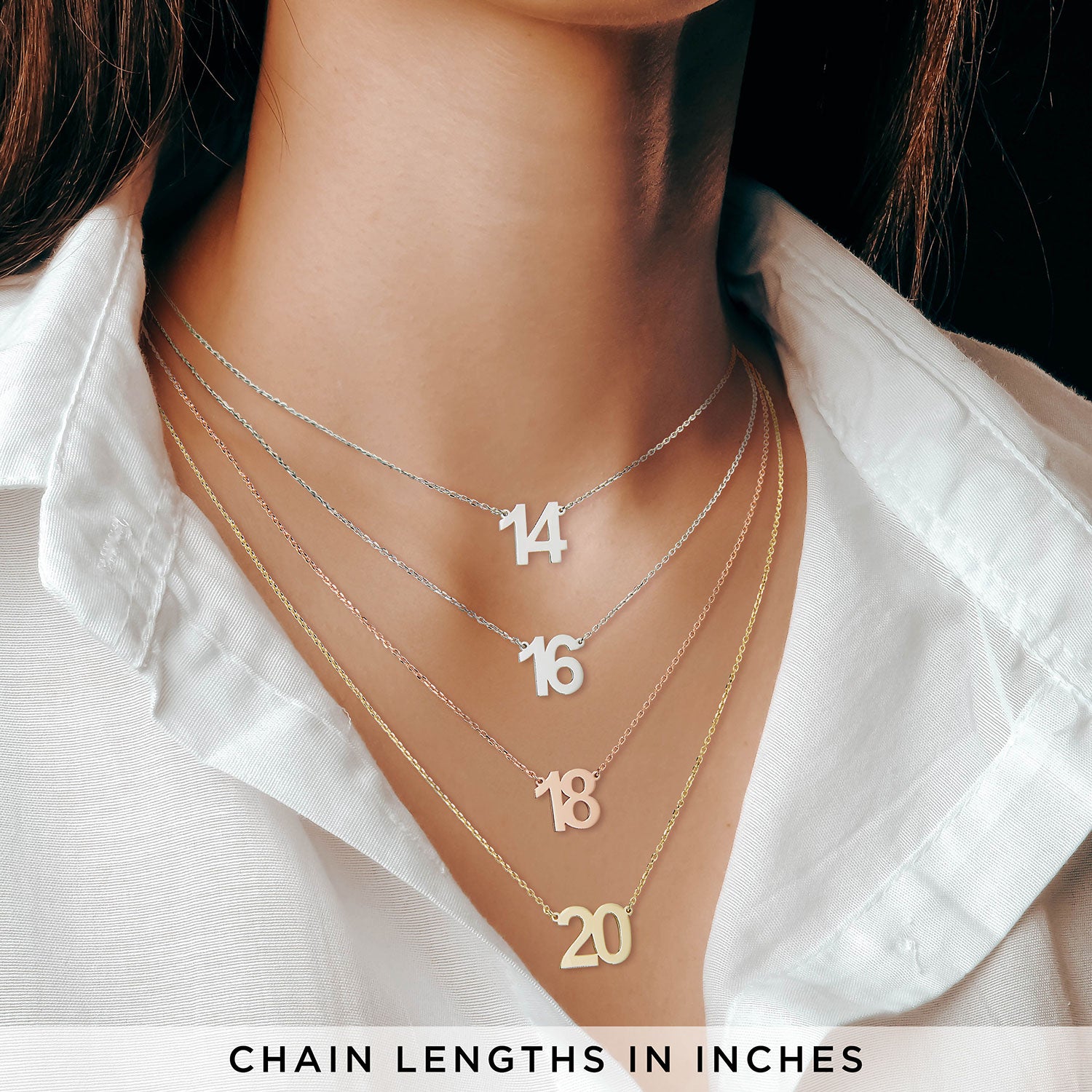 Rose Gold Multishape Engraved Charm Cluster Necklace to