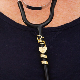 Personalized Double Wrap Stethoscope Slide Charm – Silver, Gold & Rose Gold Plated