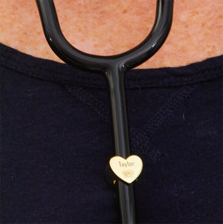 Personalized Heart Stethoscope Slide Charm – Silver, Gold & Rose Gold Plated