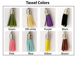 Stainless Steel Enamel Birth Month Flower Script Name and Tassle Keychain