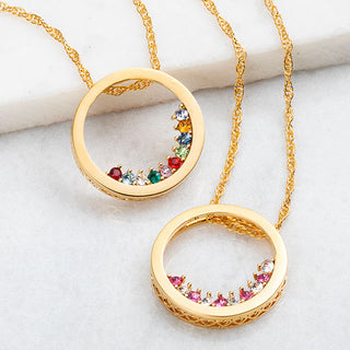 Circle Slider Birthstone Necklace