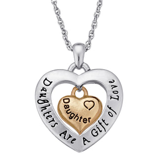 Two-Tone Dangling Daughter Heart Sentiment Pendant