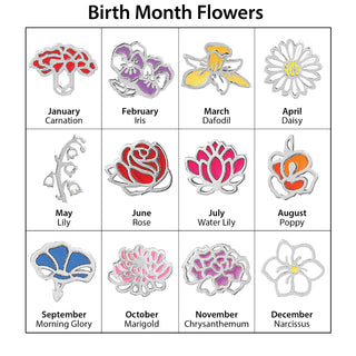 Stainless Steel Enamel Birth Month Flower Script Name and Tassle Keychain