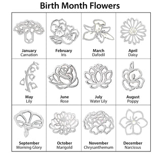 Silvertone and Stainless Steel Script Name and Birth Month Flower Keychain