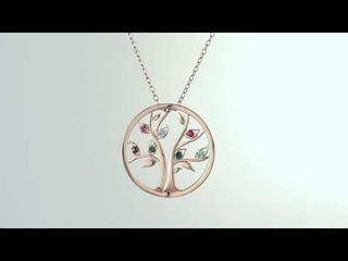 Personalized Birthstone Tree of Life Necklace- 14K Gold Plated