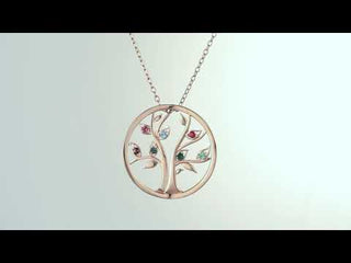 Personalized Birthstone Tree of Life Necklace- Silver Plated