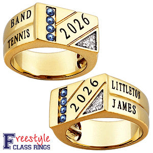 14K Gold Plated Men's Diamond Accent Freestyle Class Ring