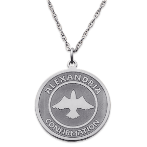 Sterling Silver Dove Confirmation Name Disc Necklace