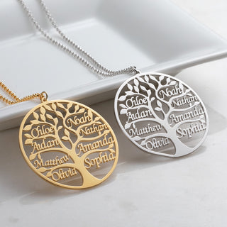 14K Gold Plated Name Family Tree Necklace